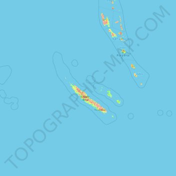Mappa topografica Nuova Caledonia, altitudine, rilievo