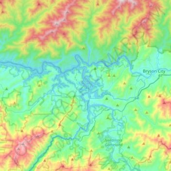 Mappa topografica Fontana Lake, altitudine, rilievo
