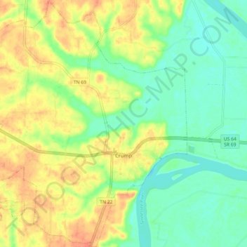 Mappa topografica Crump, altitudine, rilievo