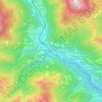 Mappa topografica Pessinetto, altitudine, rilievo