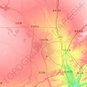 Mappa topografica 小纪汗镇, altitudine, rilievo