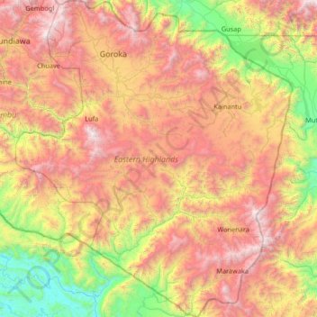 Mappa topografica Italia, altitudine, rilievo