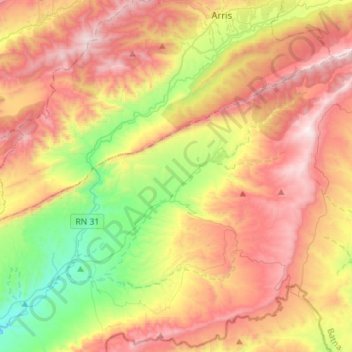 Mappa topografica T'Kout, altitudine, rilievo