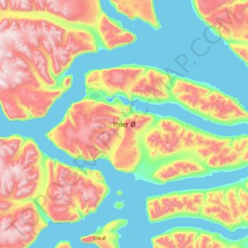 Mappa topografica Ymer Ø, altitudine, rilievo