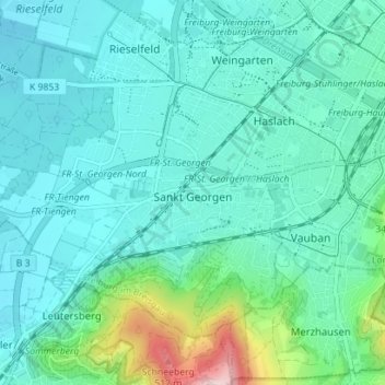 Mappa topografica Sankt Georgen, altitudine, rilievo