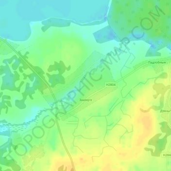 Mappa topografica Заозерье, altitudine, rilievo