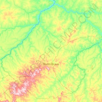 Mappa topografica Buriti Bravo, altitudine, rilievo