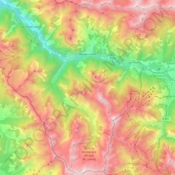 Mappa topografica Méolans-Revel, altitudine, rilievo