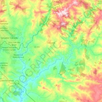 Mappa topografica Caldazinha, altitudine, rilievo