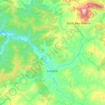 Mappa topografica Lardjem, altitudine, rilievo