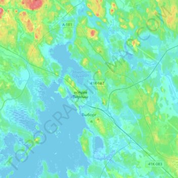 Mappa topografica город Выборг, altitudine, rilievo