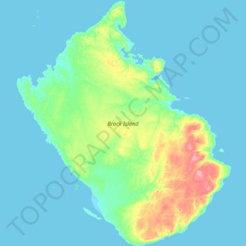 Mappa topografica Brock Island, altitudine, rilievo