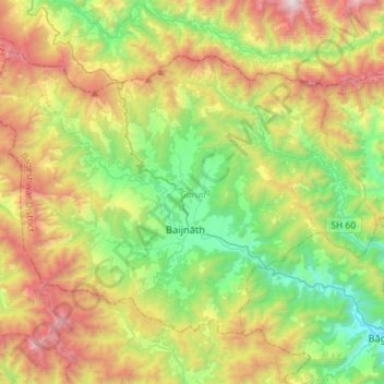 Mappa topografica Garud, altitudine, rilievo