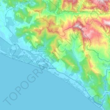 Mappa topografica Savegre, altitudine, rilievo