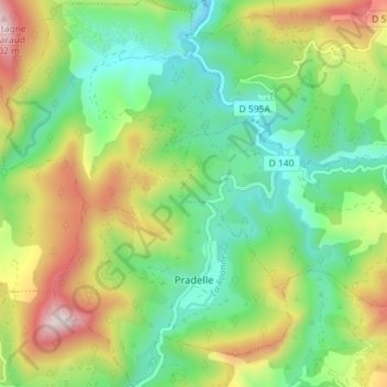 Mappa topografica Pradelle, altitudine, rilievo