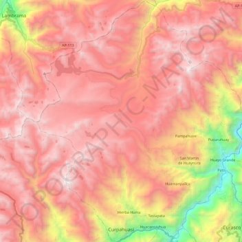 Mappa topografica Curpahuasi, altitudine, rilievo