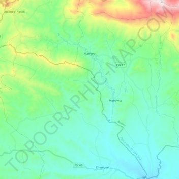 Mappa topografica Mamora, altitudine, rilievo