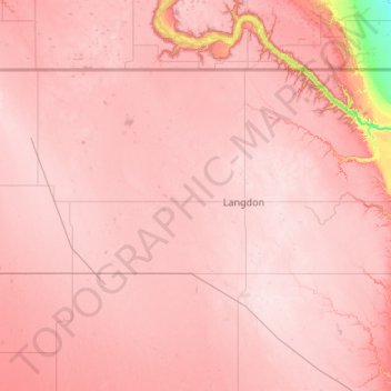 Mappa topografica Cavalier County, altitudine, rilievo