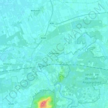 Mappa topografica Ommen, altitudine, rilievo