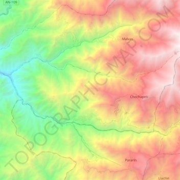 Mappa topografica Cochapeti, altitudine, rilievo