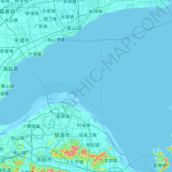 Mappa topografica 杭州湾, altitudine, rilievo