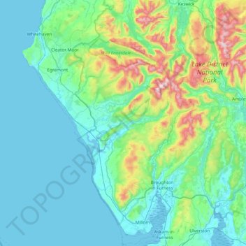 Mappa topografica Copeland, altitudine, rilievo