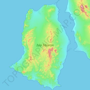 Mappa topografica Isla Tiburón, altitudine, rilievo