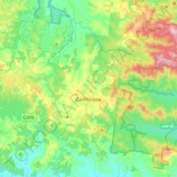 Mappa topografica Gembrook, altitudine, rilievo