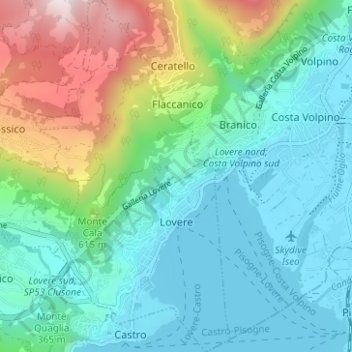 Mappa topografica Lovere, altitudine, rilievo