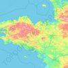 Mappa topografica Bretagna, altitudine, rilievo