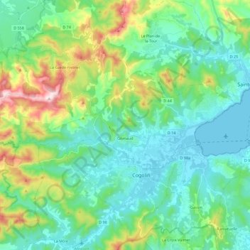 Mappa topografica Grimaud, altitudine, rilievo
