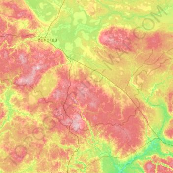 Mappa topografica Gryazovetsky District, altitudine, rilievo