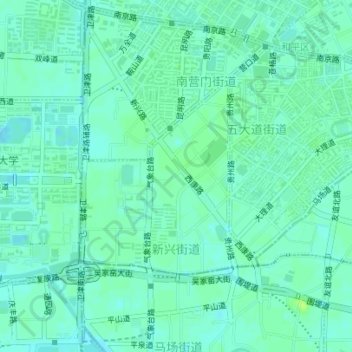 Mappa topografica 新兴街道, altitudine, rilievo