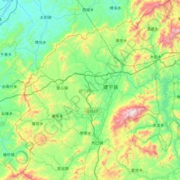 Mappa topografica 建宁县, altitudine, rilievo
