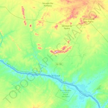 Mappa topografica Pão de Açúcar, altitudine, rilievo