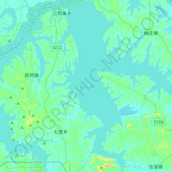 Mappa topografica 军山湖, altitudine, rilievo
