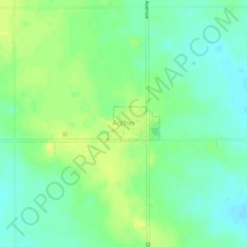 Mappa topografica Archer, altitudine, rilievo