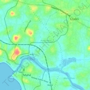 Mappa topografica New Mahe, altitudine, rilievo