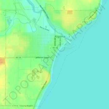 Mappa topografica Algoma, altitudine, rilievo