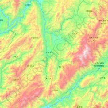 Mappa topografica 永德县, altitudine, rilievo