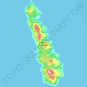 Mappa topografica остров Гогланд, altitudine, rilievo
