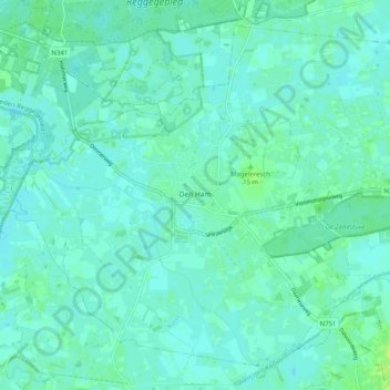 Mappa topografica Den Ham, altitudine, rilievo