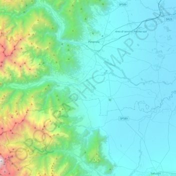 Mappa topografica Pellice, altitudine, rilievo