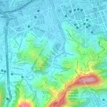 Mappa topografica Catumbi, altitudine, rilievo