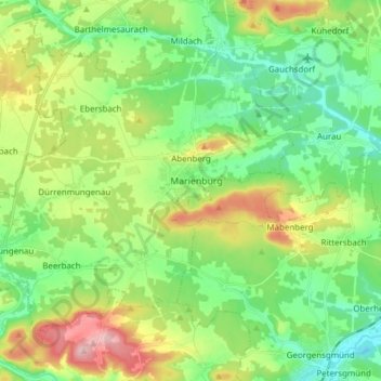 Mappa topografica Abenberg, altitudine, rilievo