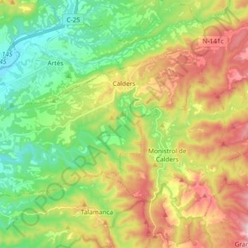 Mappa topografica Calders, altitudine, rilievo