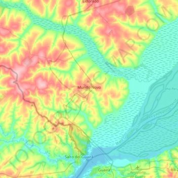 Mappa topografica Mundo Novo, altitudine, rilievo