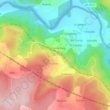 Mappa topografica Cira, altitudine, rilievo
