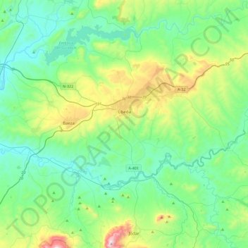 Mappa topografica Úbeda, altitudine, rilievo