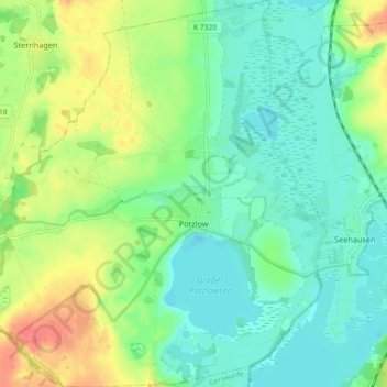 Mappa topografica Potzlow, altitudine, rilievo